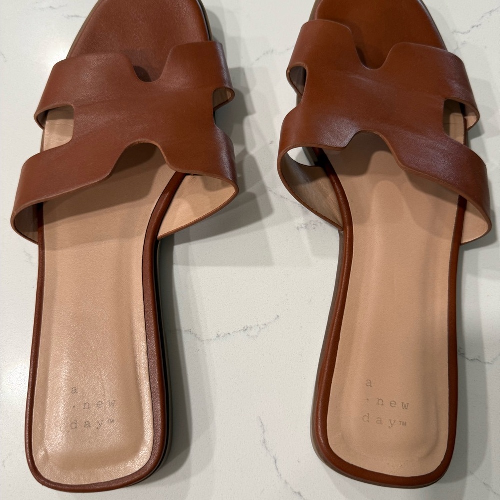 a new day Brown Slide Sandals